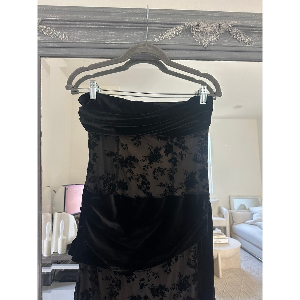 Cider Velvet Floral Lace Ruched Bandeau Maxi Mermaid Dress Gothic Fairy Grunge M - Picture 4 of 11